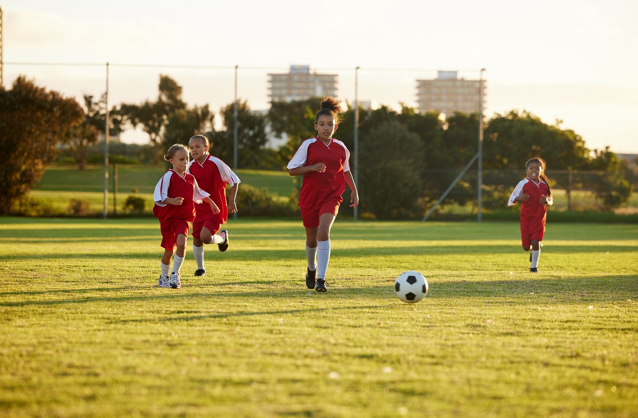 Kids playing soccer