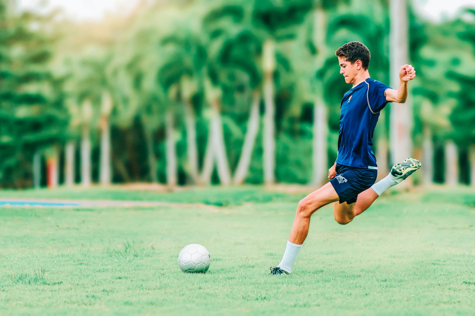 Practicing soccer
