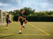 Soccer players training on the field