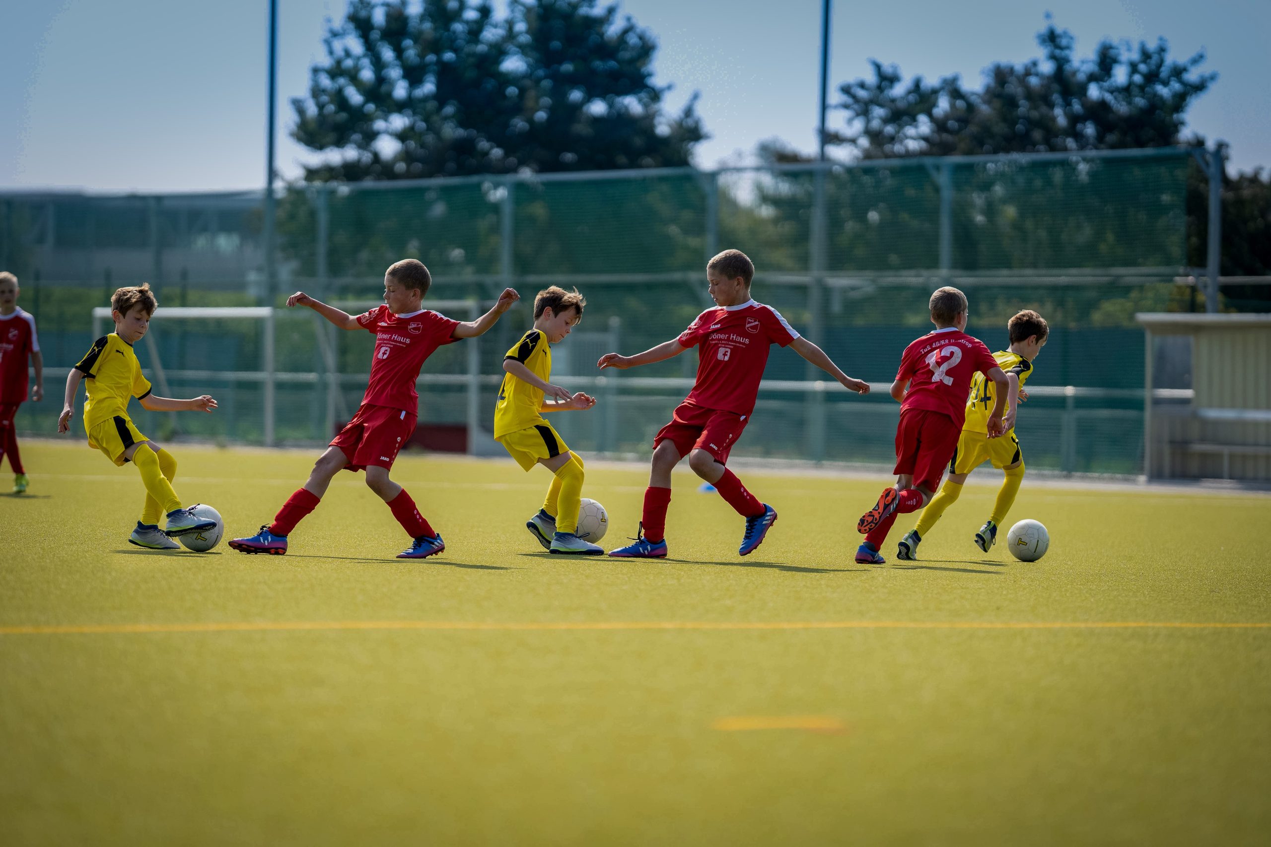 kids playing football