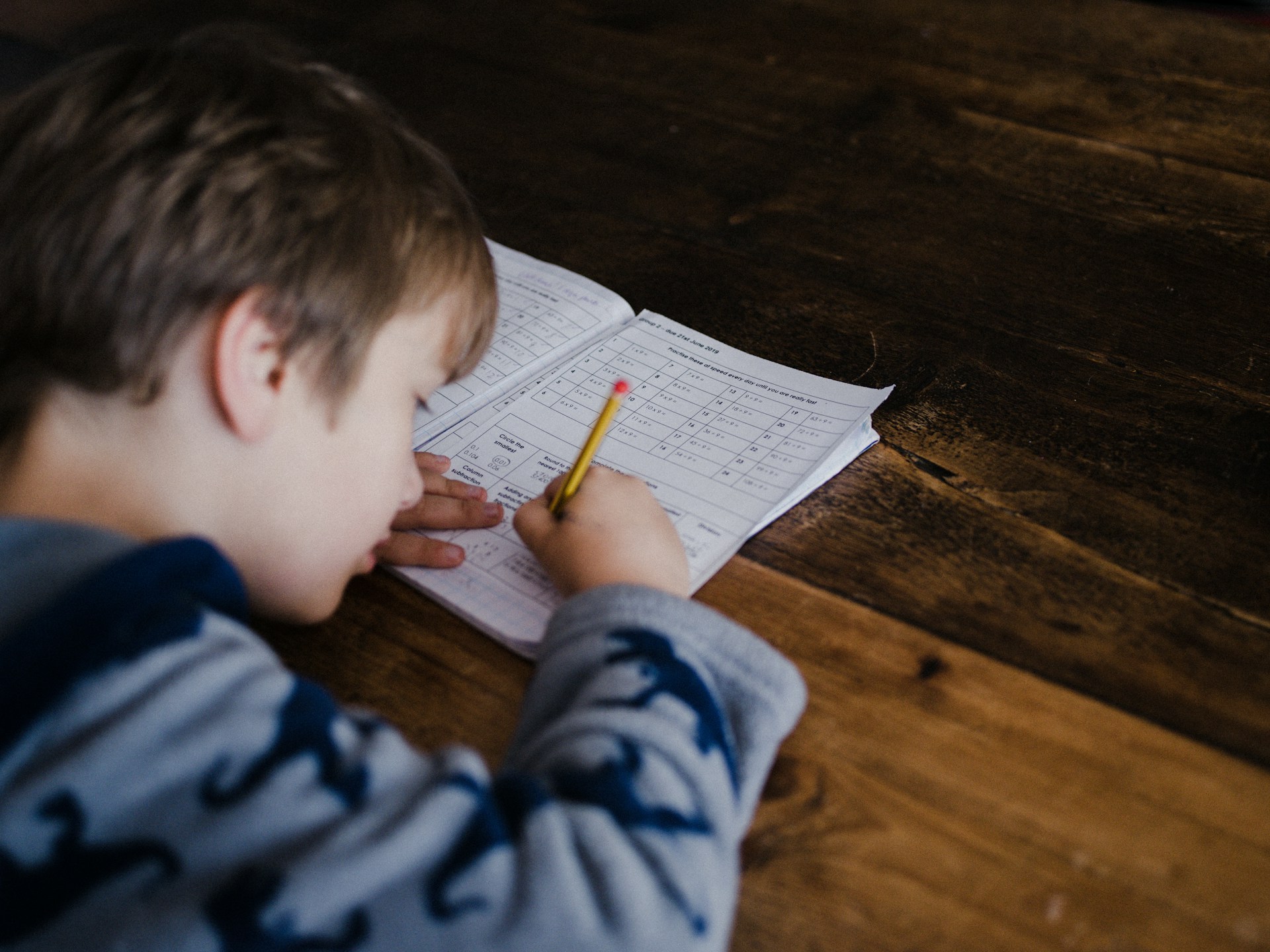child studying