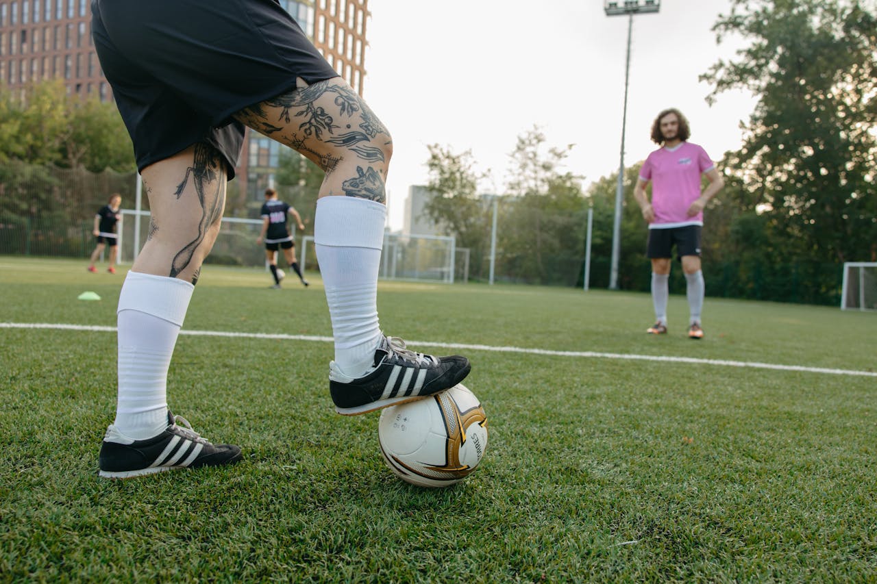 playing soccer